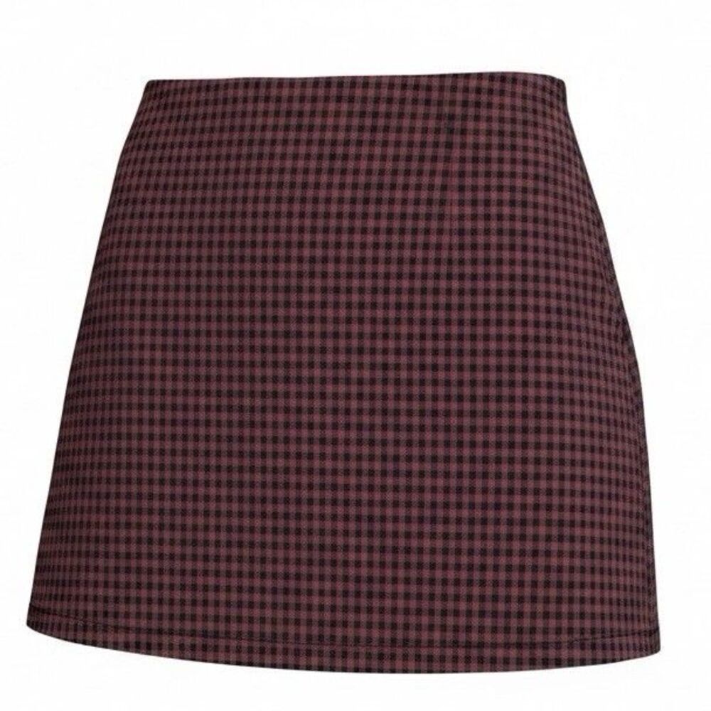Urban Outfitters Mini Skirt Small Black White Plaid Check Slit 90s Academia